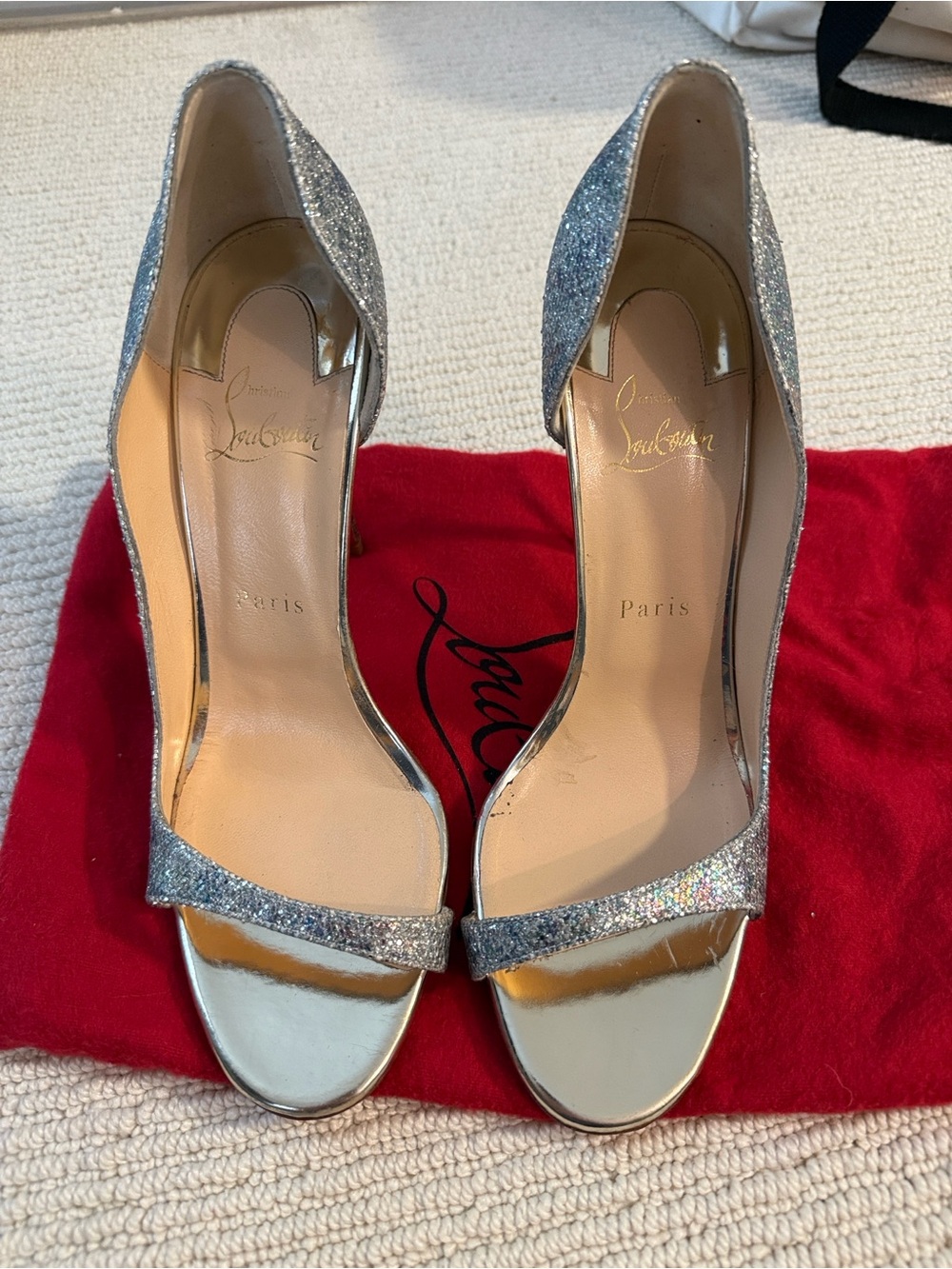 Christian Louboutin Glitter D’Orsay Toboggan pumps - like new - Picture 3 of 9